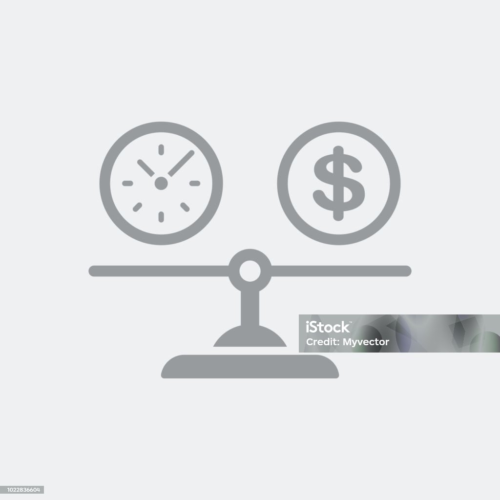 Équité entre temps et coûts de dollars - clipart vectoriel de Icône libre de droits
