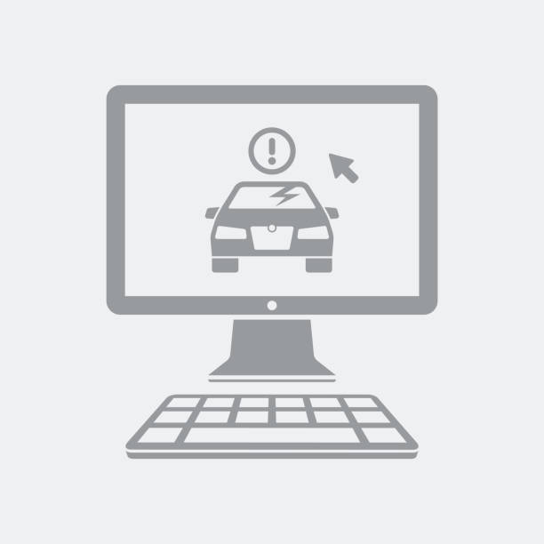 illustrazioni stock, clip art, cartoni animati e icone di tendenza di software per l'assistenza in vetro per auto - auto accidents symbol insurance computer icon
