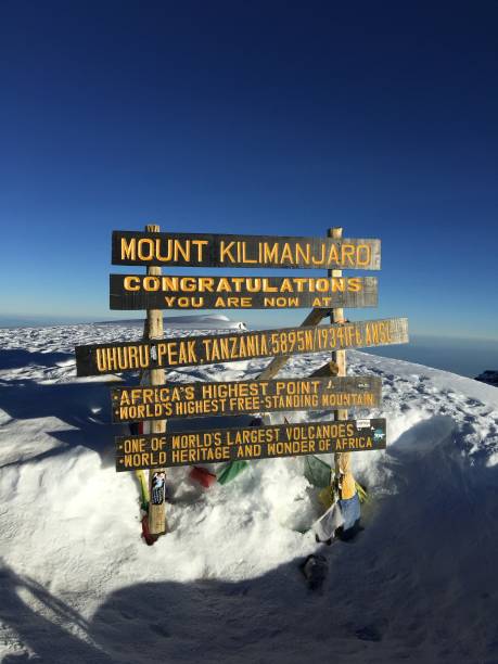 pic uhuru du mont kilimanjaro, tanzanie - uhuru peak photos et images de collection
