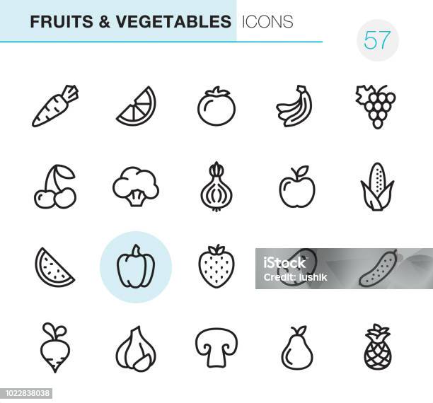 Fruits Vegetables Pixel Perfect Icons Stock Illustration - Download Image Now - Icon, Vegetable, Fruit