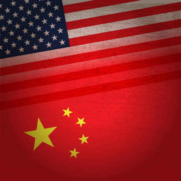 istock USA and China Flag with grunge texture background 1022838688