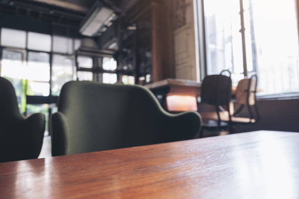 istock Wooden table and chairs in cafe 1022842736
