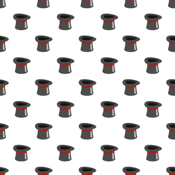 One hat pattern seamless One hat pattern seamless in flat style for any design black hat upside down stock illustrations