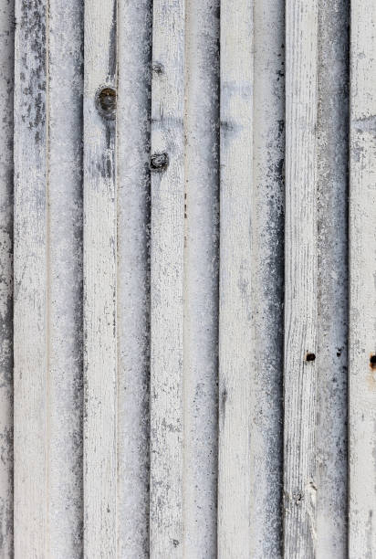 Wooden plank old cracked gray faded wall surface wallpaper background backdrop stock photo