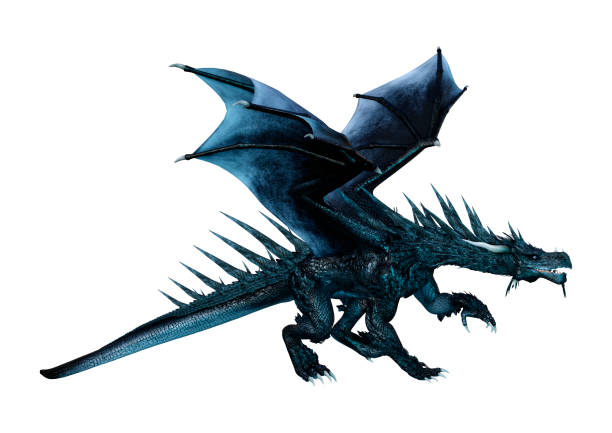 istock 3D illustration black fantasy dragon on white 1022851044
