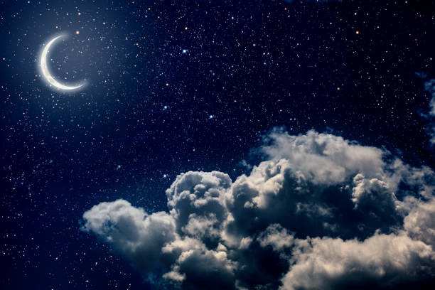 istock backgrounds night sky with stars and moon and clouds 1022851250