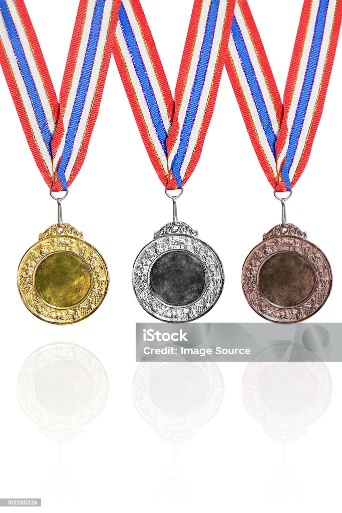 골드, 실버, 브론즈 메달 2개 - 로열티 프리 World Sports Event 스톡 사진