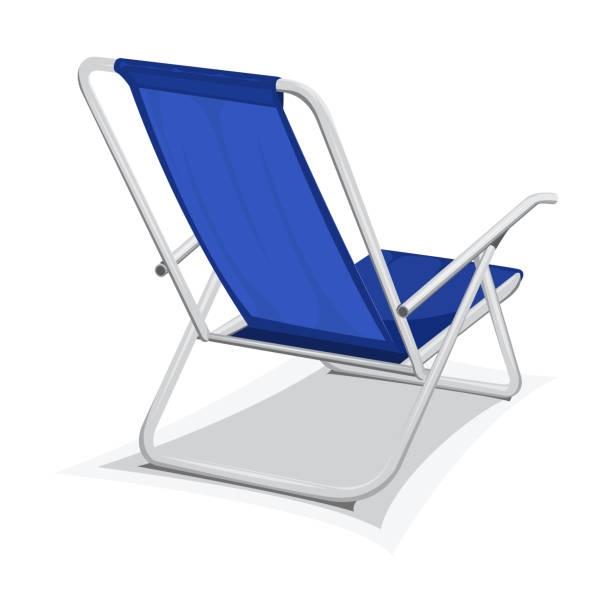 illustrazioni stock, clip art, cartoni animati e icone di tendenza di sedia da spiaggia in acciaio - chair beach chaise longue isolated