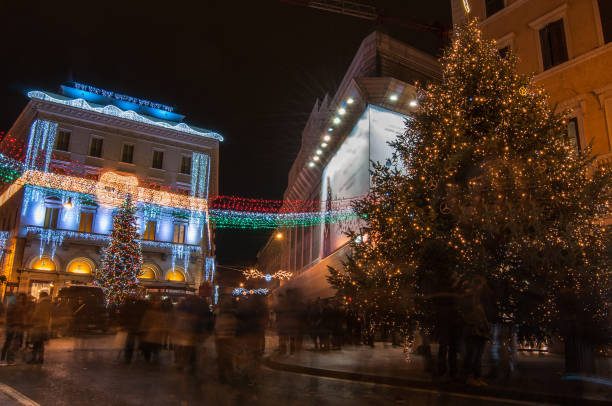 istock Christmas in Rome, night, street, Christmas tree 1022855890