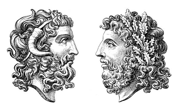 греческая римская богиня зевс и юпитер - classical greek greece roman god god stock illustrations