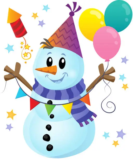 Vector illustration of Party snowman theme image 1