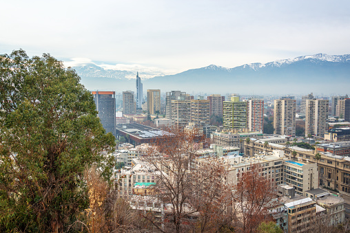 Aerial view of the city of Santiago, Chile