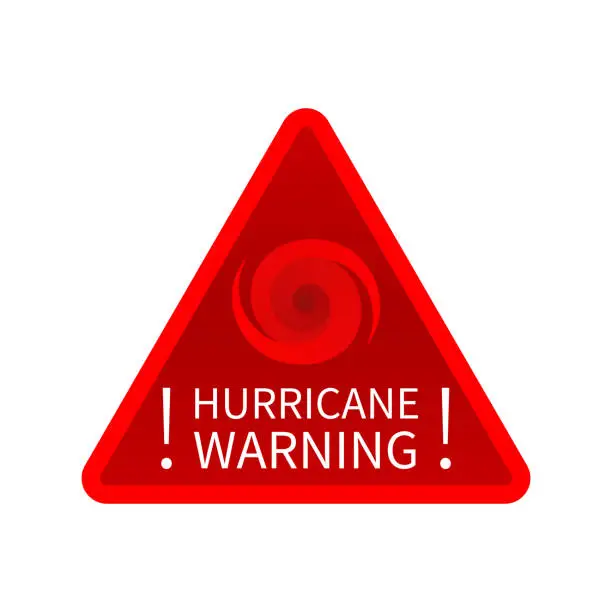 Vector illustration of Informing hurricane warning sign