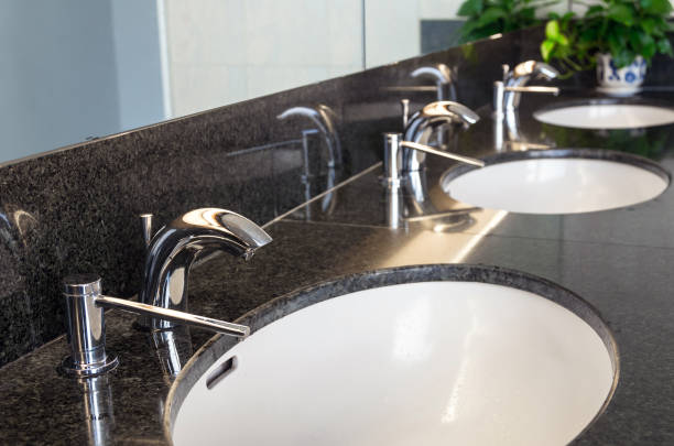 istock Luxury faucet with wash basin, Interior toilet 1022880342