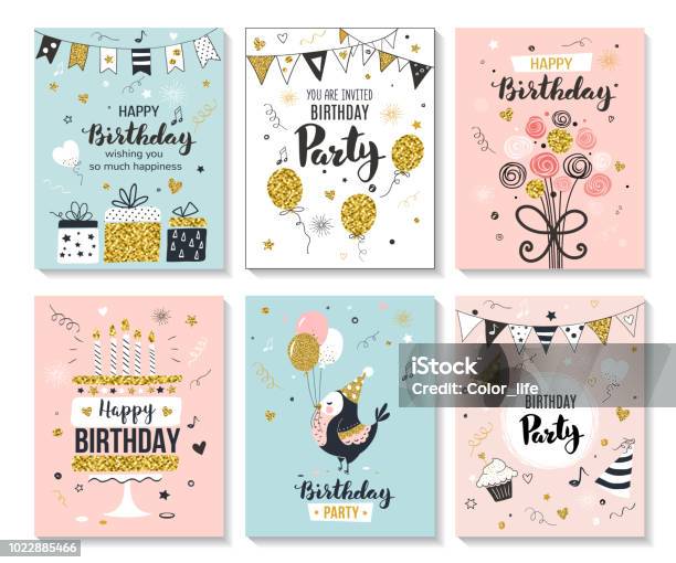 Happy Birthday Greeting Card Stock Illustration - Download Image Now - Birthday, Invitation, Greeting Card