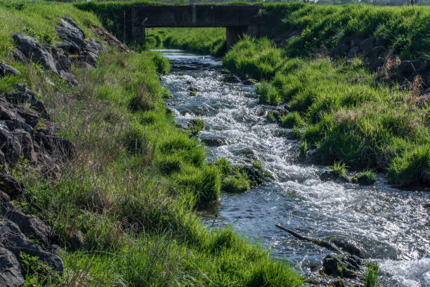 istock Green stream of an artificial stream 1022892752