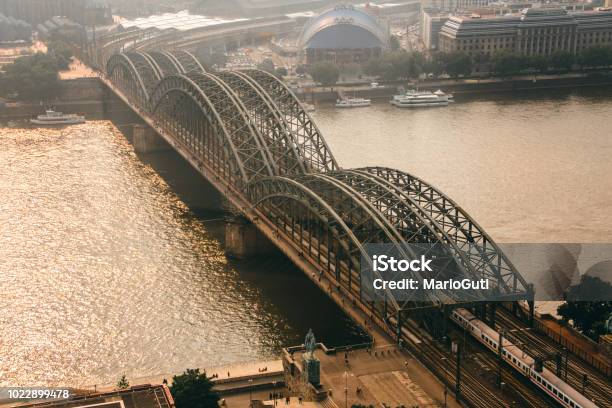 Hohenzollern Bridge Cologne Germany Stock Photo - Download Image Now - Cologne, Aerial View, Rheinauhafen