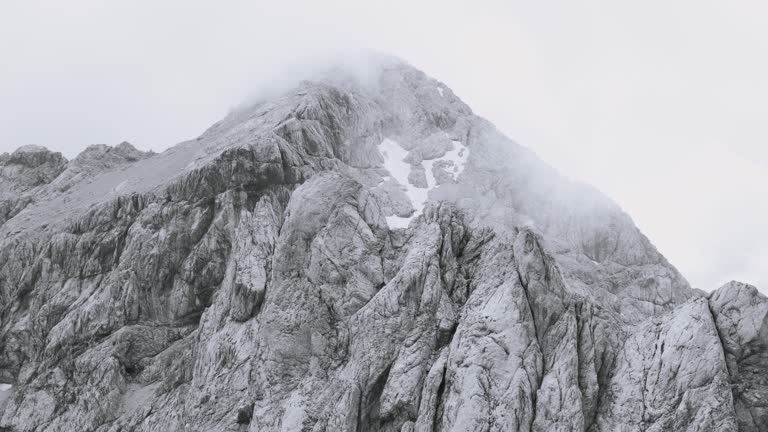 AERIAL Around a rugged mountain ridge