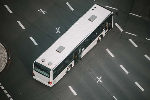 A city bus as seen from above