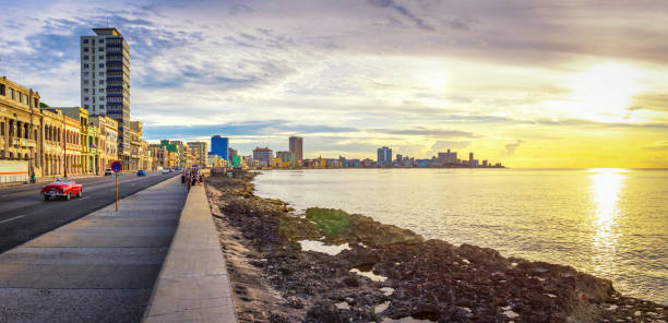 istock panoramic view of el malecon in havana at sunset. Cuba 1022903292