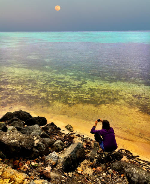 istock Twilight lagoon color with moonrise 1022904452