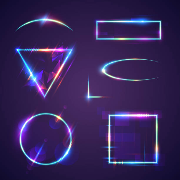 Neon light frames Neon light frames in vector entertainment club stock illustrations