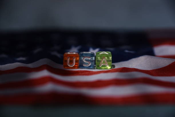 Word USA made of letter cubes