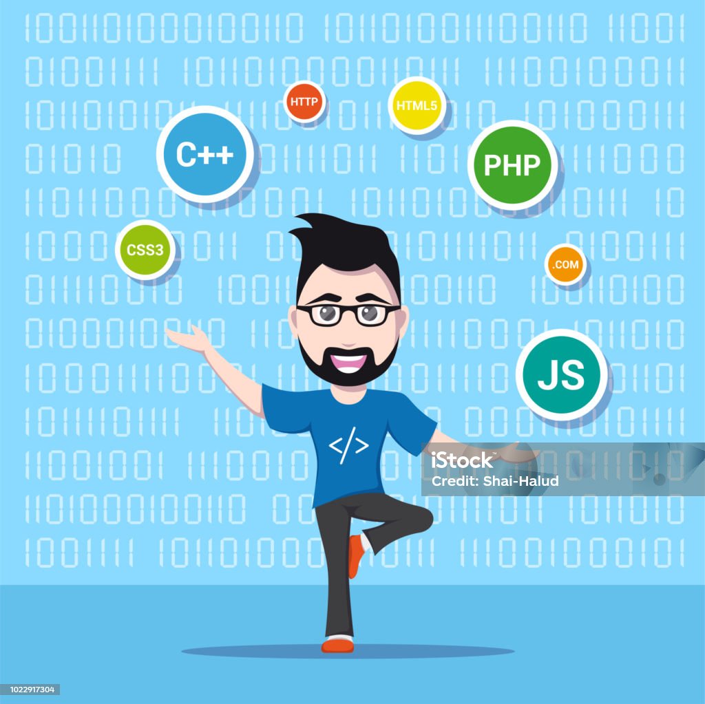 Programmer Man Drawing Programmer Man Character Stock Illustration - Download Image Now ...