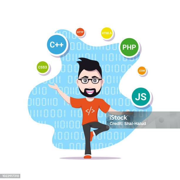 Programmer Man Character Stock Illustration - Download Image Now ...