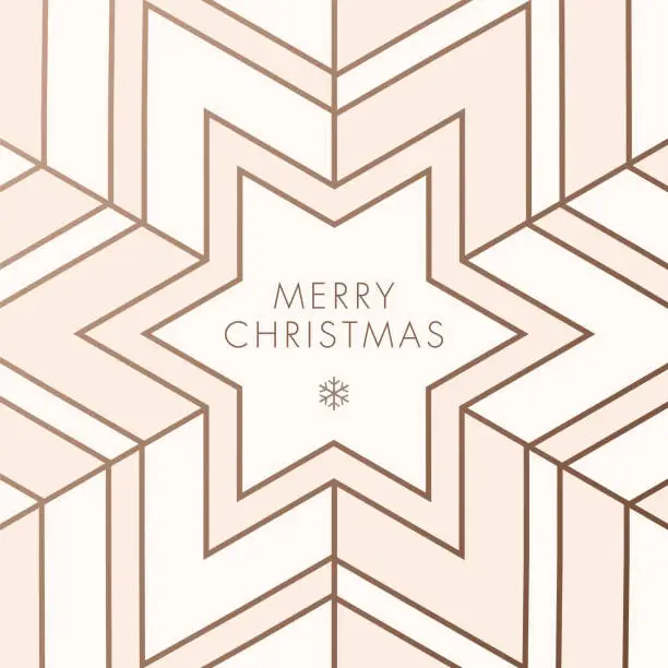 Vector illustration of Greeting card with geometric Snowflake