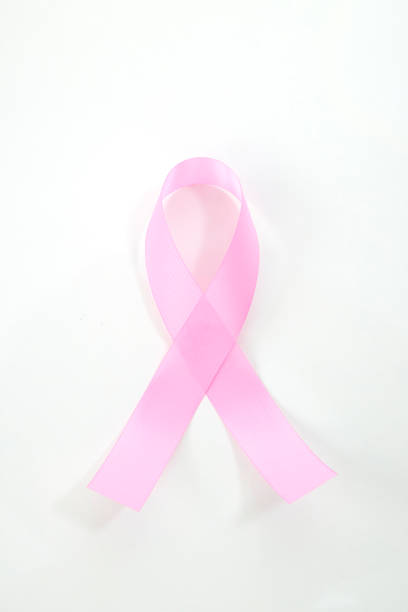 istock Pink breast cancer awareness ribbons on white background 1022920464