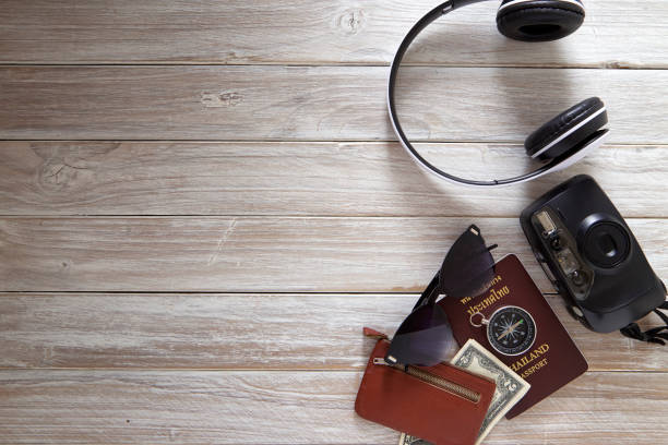 istock Set travel planning for trip with accessory copy space,top view 1022920548