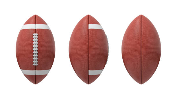 3d rendering set of oval American football ball isolated on a white background 3d rendering set of oval American football ball isolated on a white background. Sport and recreation. Ball games. Athletic career. american football ball stock pictures, royalty-free photos & images