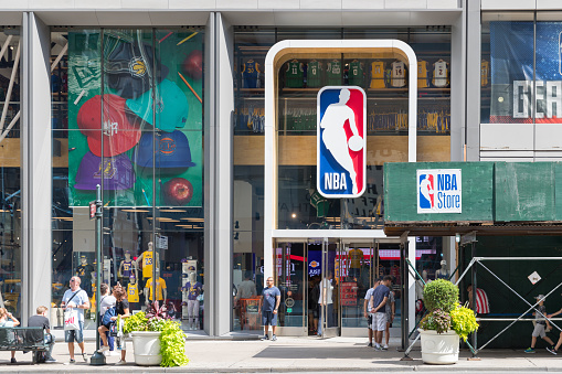 New York, United States, August 18, 2018:NBA store front in New York
