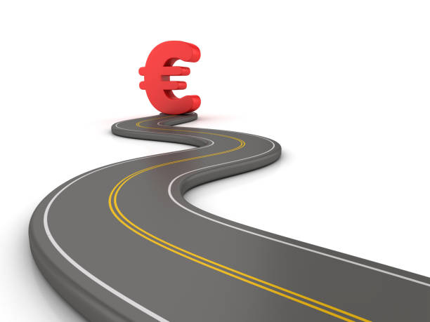 istock Winding 3D Road with Euro Sign - 3D Rendering 1022921456