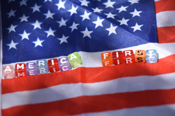 istock Word AMERICA FIRST made of letter cubes 1022924248