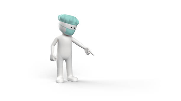 istock 3D render of a white stickman with surgeon cap 1022925526
