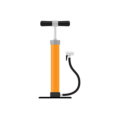 line art style flat icon, hand pump on white background