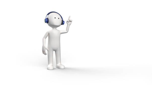 istock 3D render of a white stickman with headphones 1022928184