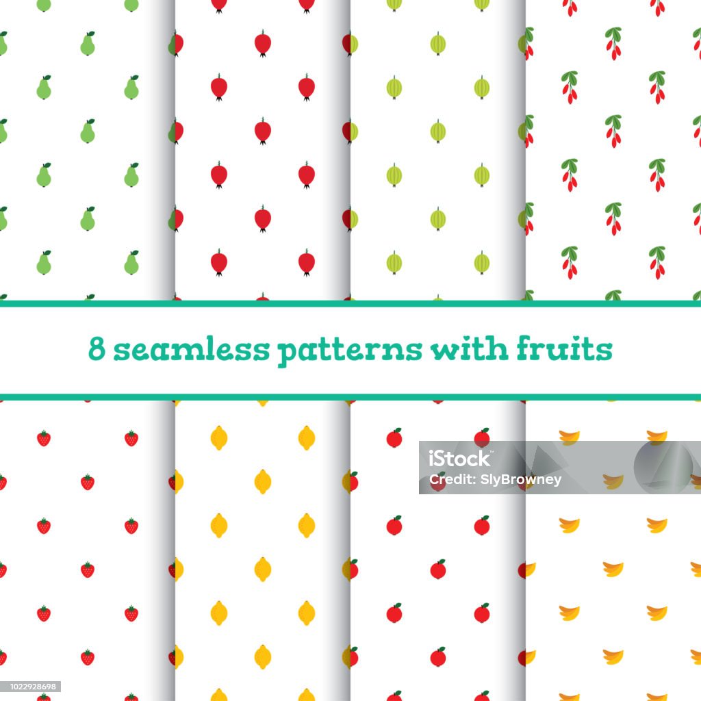 8 Patterns With Fruits Stock Illustration - Download Image Now ...