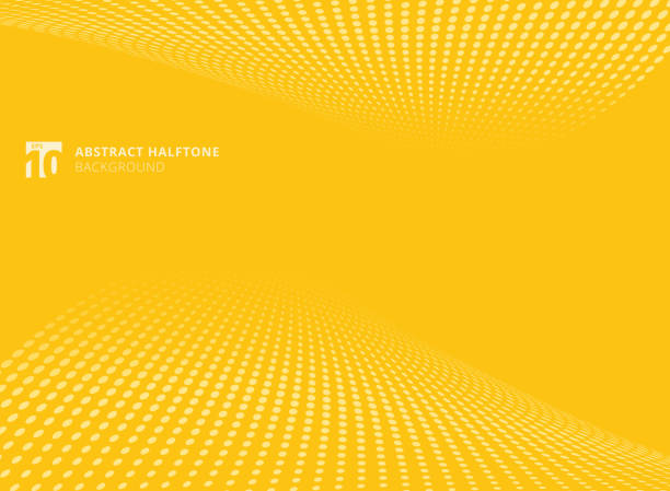 추상적인 패턴 도트 옐로우 색상 하프톤 관점 배경. - backgrounds abstract yellow textured stock illustrations