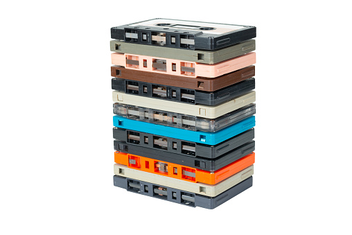Cassette Stack Cassette Tapes Stack Side View Stock Photo - Download Image Now - Audio ...