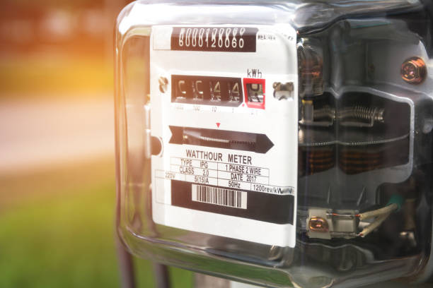 Electric power meter measuring power usage. Watt hour electric meter measurement tool.
