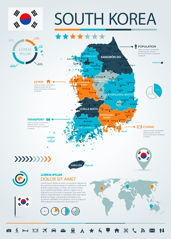 Map of South Korea - Infographic Vector illustration
