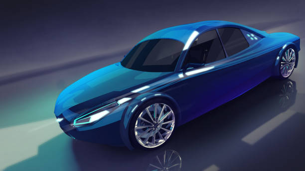 istock blue elegant car on dark illuminated background 1022949032