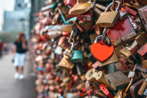 Love padlocks in Hohenzollern Bridge. Cologne, Germany