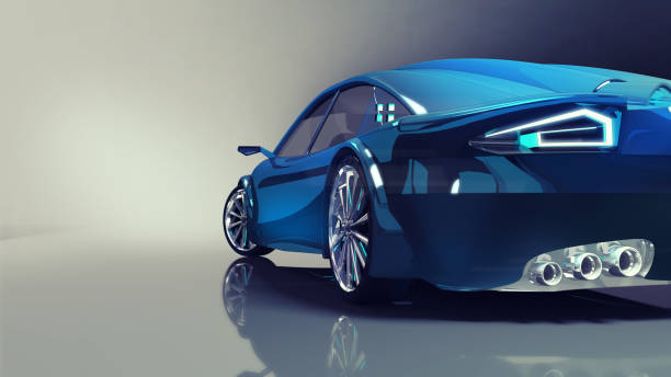 istock blue modern car back closeup on illuminated background 1022949178