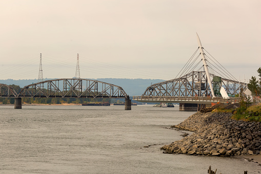Swing Steel Bridge for trains at Port of Vancouver Washington States USA