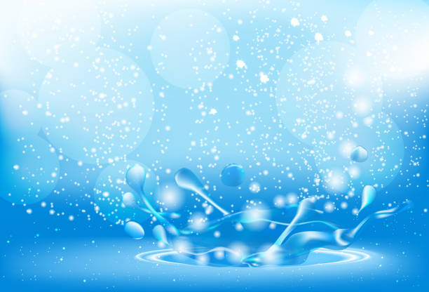 Blue background with splash of water. vector art illustration
