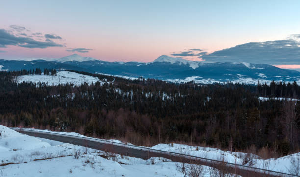 istock Evening winter cloudy day mountain ridge 1022964306